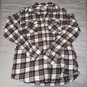 RSQ Women's Plaid Button Down Shirt - Navy, White, Rust